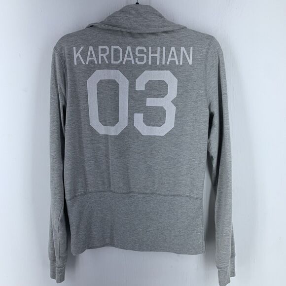 Kardashian Kollection Large Track Jacket Full Zip Minimal Stretch Warm Gray - Picture 9 of 11